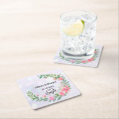 Elegante Blush Roze Bloemen Dank u Bruiloft Kartonnen Onderzetters (Insitu)