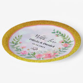 Elegante Blush Roze Bloemen Dank u Bruiloft Papieren Bordje (Gekanteld)