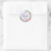 Elegante Blush Roze Bloemen Dank u Bruiloft Ronde Sticker (Tas)