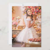 Elegante Blush Roze Bloemen Foto Quinceañera Bedankkaart (Achterkant)