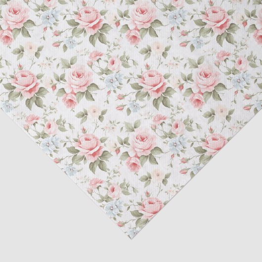 Elegante Blush Roze Bloemen Gift wrap Tissuepapier (Detail)
