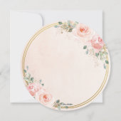 Elegante Blush Roze Bloemen Gouden Cirkel Bruiloft Kaart (Achterkant)