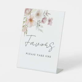 Elegante Blush Roze Bloemen Huwelijksgunsten Reclamebord Met Voetstuk