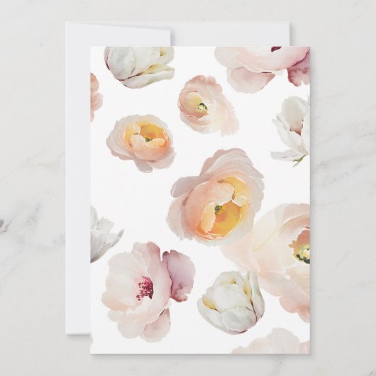 Elegante Blush Roze Bloemen Huwelijksuitnodigingen Kaart (Achterkant)