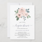 Elegante blush roze bloemen | lingeriedouche kaart (Voorkant)