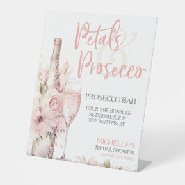 Elegante Blush Roze Bloemen Prosecco Bar Reclamebord Met Voetstuk