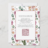 Elegante Blush Roze Bloemen QR Quinceañera Kaart (Achterkant)