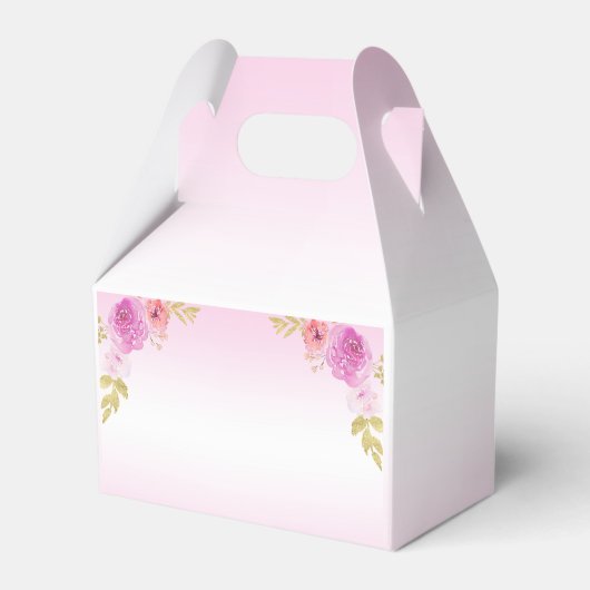 Elegante Blush Roze Bloemen Quinceañera Verjaardag Bedankdoosjes (Achterkant)