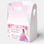 Elegante Blush Roze Bloemen Quinceañera Verjaardag Bedankdoosjes (Geopend)