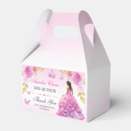 Elegante Blush Roze Bloemen Quinceañera Verjaardag Bedankdoosjes