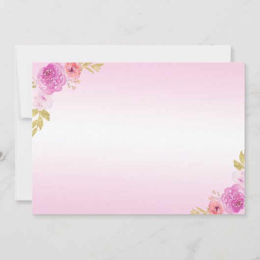 Elegante Blush Roze Bloemen Quinceañera Verjaardag Bedankkaart (Achterkant)