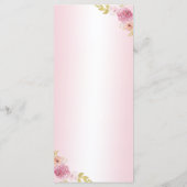 Elegante Blush Roze Bloemen Quinceañera Verjaardag Menu (Achterkant)