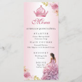 Elegante Blush Roze Bloemen Quinceañera Verjaardag Menu (Voorkant)
