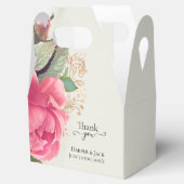 Elegante Blush Roze Bloemen Rozen Gouden Favor Box Bedankdoosjes (Geopend)