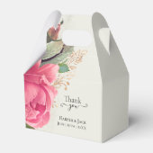 Elegante Blush Roze Bloemen Rozen Gouden Favor Box Bedankdoosjes (Voorkant Zijde)