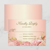 Elegante Blush Roze Bloemen Rozen RSVP Kaartje (Voorkant / Achterkant)