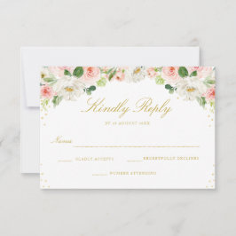Elegante blush roze bloemen RSVP-kaart RSVP Kaartje