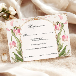 Elegante Blush Roze Bloemen RSVP met Maaltijdkeuze