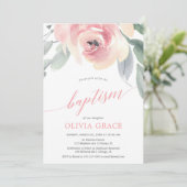 Elegante blush roze bloemenbloem waterverf meisje  kaart (Staand voorkant)