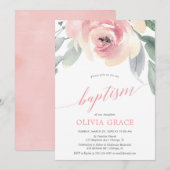 Elegante blush roze bloemenbloem waterverf meisje  kaart (Voorkant / Achterkant)