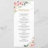 Elegante blush roze bloemengouden boho bruiloft me menu (Voorkant)