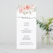 Elegante blush roze bloemenminimalistische bruilof menu (Staand voorkant)