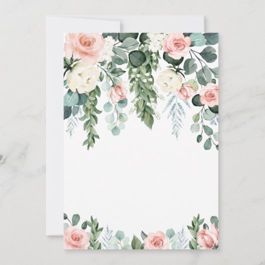 Elegante Blush Roze Bloementuin Unieke Doop Kaart (Achterkant)