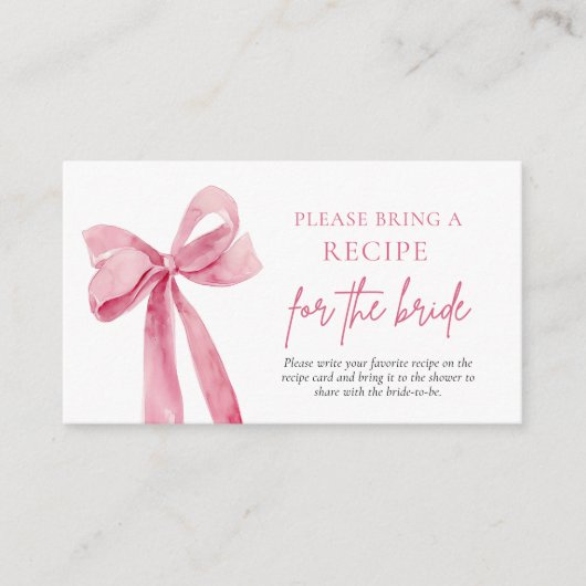 Elegante blush roze boog neem een recept mee informatiekaartje (Voorkant)