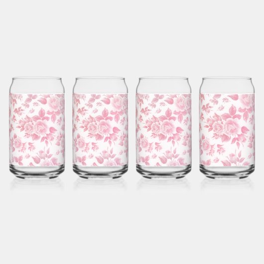 Elegante  blush roze botanische bloemen blikvorm glas (Achterkant)