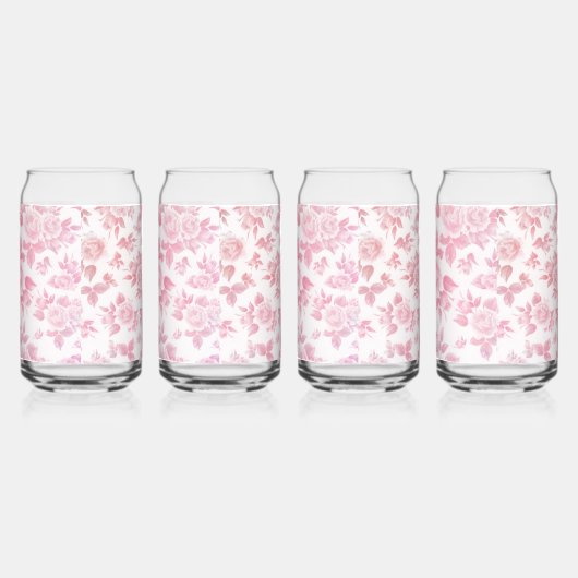 Elegante  blush roze botanische bloemen blikvorm glas (Rechts)