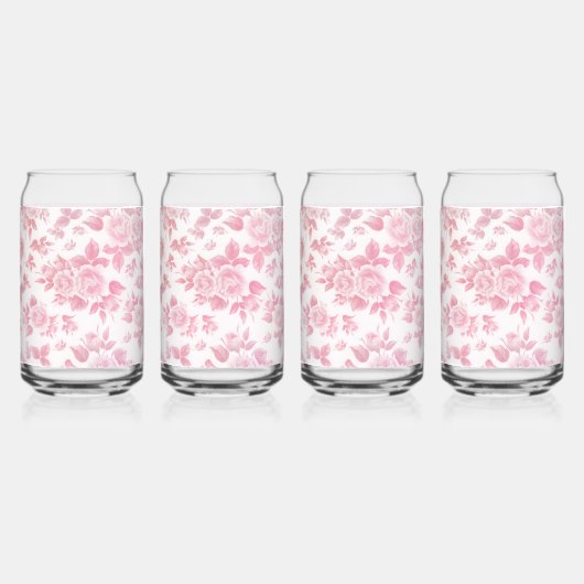 Elegante  blush roze botanische bloemen blikvorm glas (Voorkant)