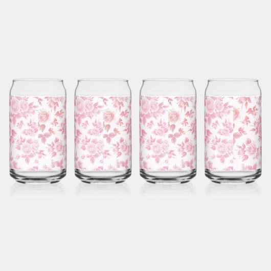Elegante  blush roze botanische bloemen blikvorm glas (Links)