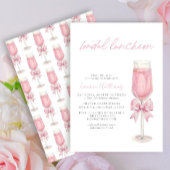 Elegante Blush Roze Bow Champagne Bruids Luncheon Kaart