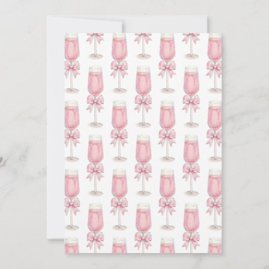 Elegante Blush Roze Bow Champagne Bruids Luncheon Kaart (Achterkant)