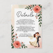 Elegante blush roze bruid en bruidegom bloemenbrui informatiekaartje (Voorkant)
