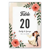 Elegante blush roze bruid en bruidegom bloemenbrui kaart (Voorkant)