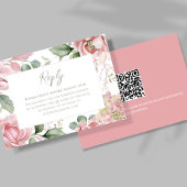 Elegante Blush Roze bruiloft Bloemen RSVP Kaartje