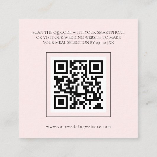 Elegante Blush Roze Bruiloft Menu Behuizing Kaart (Achterkant)