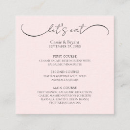 Elegante Blush Roze Bruiloft Menu Behuizing Kaart