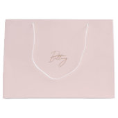 Elegante Blush Roze & Chique Gouden Script Naam Groot Cadeauzakje (Voorkant)