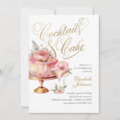 Elegante Blush Roze Cocktails en Cake Verjaardag Kaart (Voorkant)