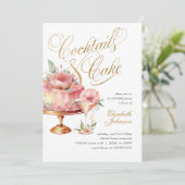 Elegante Blush Roze Cocktails en Cake Verjaardag Kaart (Staand voorkant)
