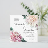 Elegante Blush Roze Dahlia Bloemen Huwelijk Kaart (Staand voorkant)