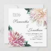 Elegante Blush Roze Dahlia Bloemen Huwelijk Kaart (Voorkant)