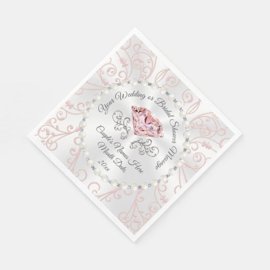 Elegante Blush Roze Diamant Servetten Gepersonalis (Hoek)