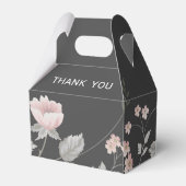 Elegante Blush Roze & Donkergrijze Bloemenbruiloft Bedankdoosjes (Achterkant)