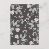 Elegante Blush Roze & Donkergrijze Bloemenbruiloft Informatiekaartje (Achterkant)