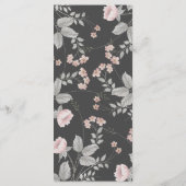 Elegante Blush Roze & Donkergrijze Bloemenbruiloft Menu (Achterkant)
