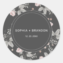 Elegante Blush Roze & Donkergrijze Bloemenbruiloft