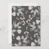 Elegante Blush Roze & Donkergrijze Bloemenbruiloft Save The Date (Achterkant)